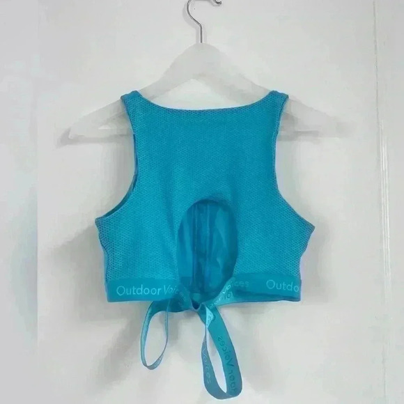 Outdoor Voices Tech Sweat Criss Cross Blue Crop Top LIKE NEW - Picture 2 of 5